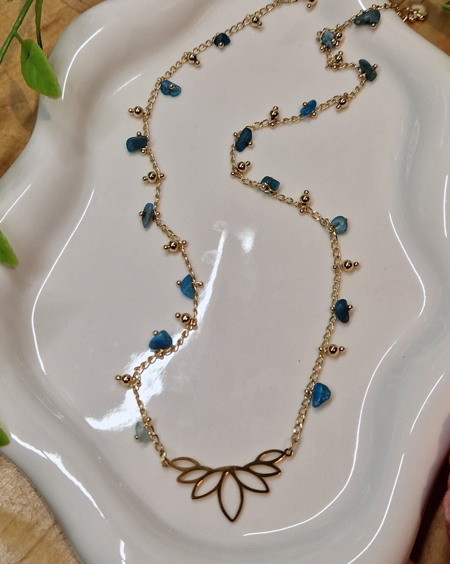 Asteria Necklace - 18k Gold Plated with Blue Apatite