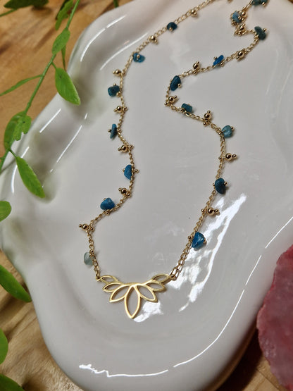 Asteria Necklace - 18k Gold Plated with Blue Apatite