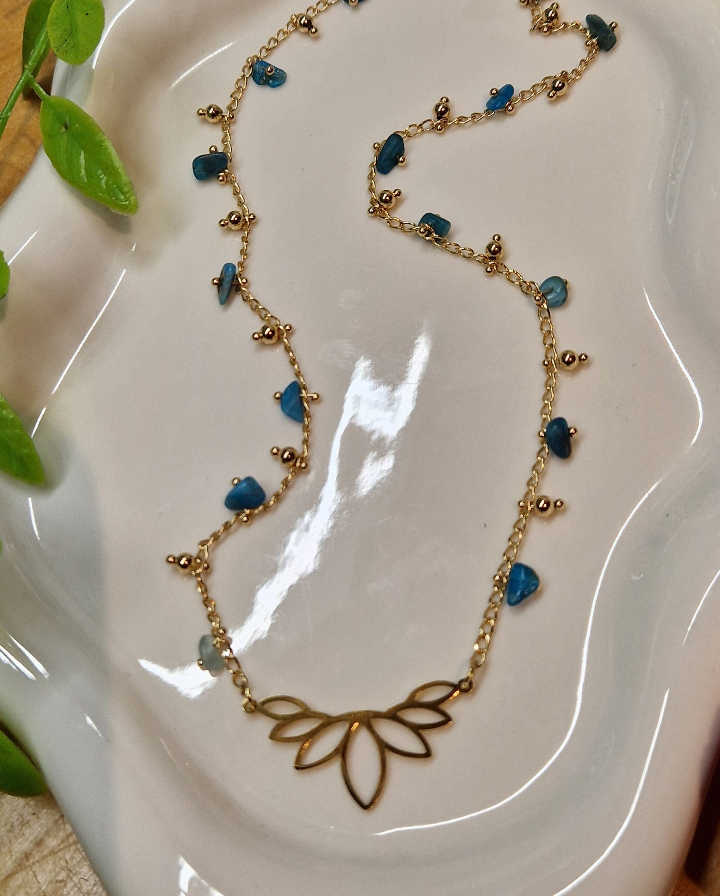 Asteria Necklace - 18k Gold Plated with Blue Apatite