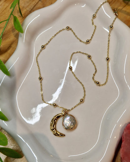 Selene Necklace - Moon & Sun Fresh Water Pearl