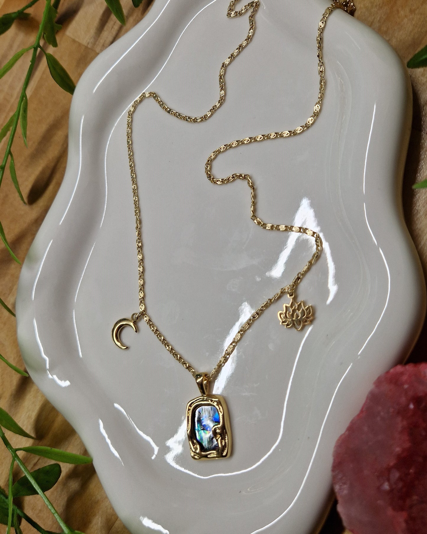 Oceanus Necklace - 14k Gold Plated with Abalone